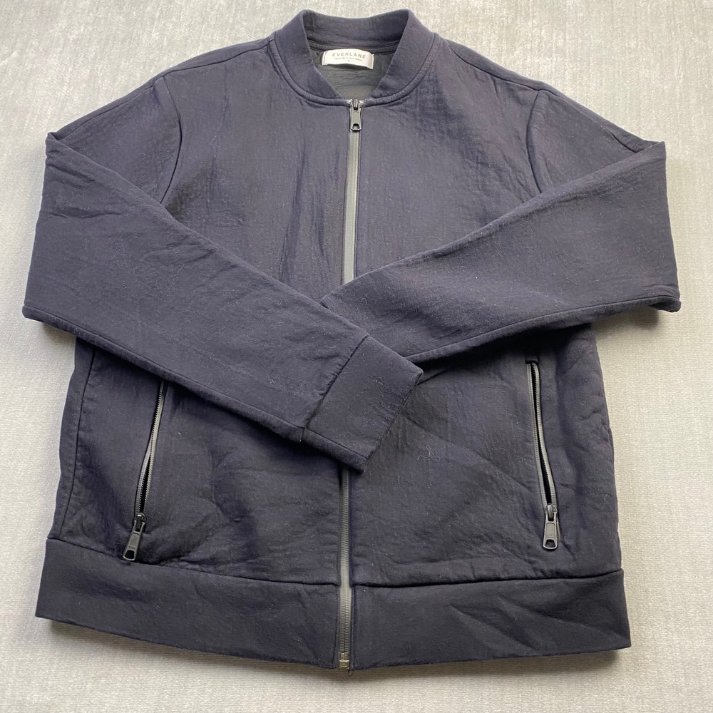 Everlane Mens Bomber Jacket Black Full Zip Cotton Blend Lightweight Size M